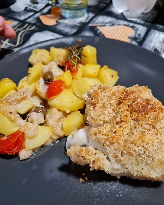 Merluzzo gratinato al forno con patate