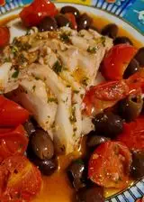 Ricetta Merluzzo con pomodorini e olive taggiasche
