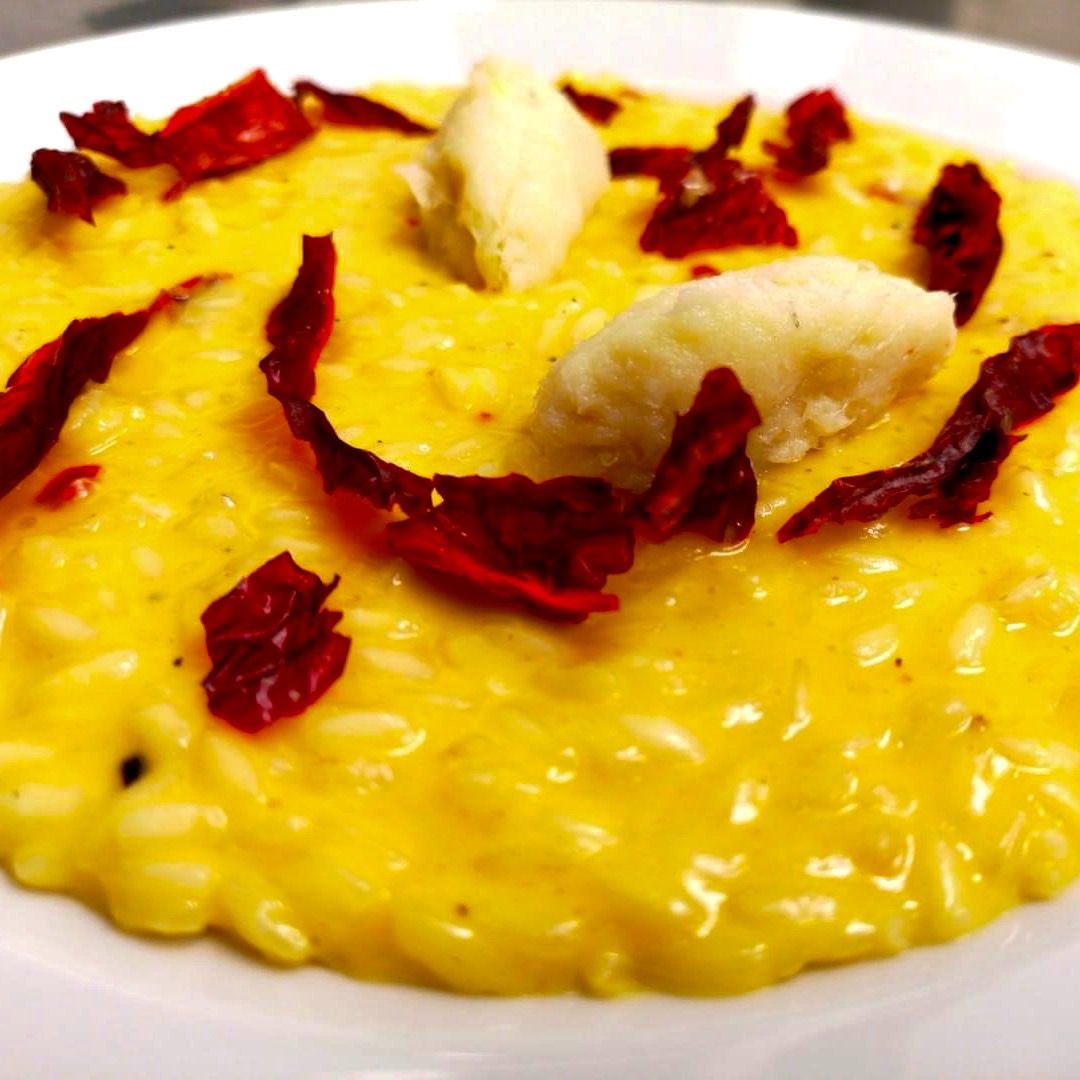 Risotto ai tuorli con baccalà