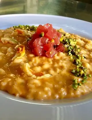 Ricetta Risotto ai fiori di zucca tonno e pistacchi di ivanpalombichef