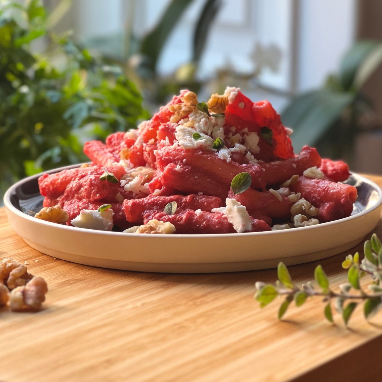 Pasta alla crema rosa di barbabietola e feta