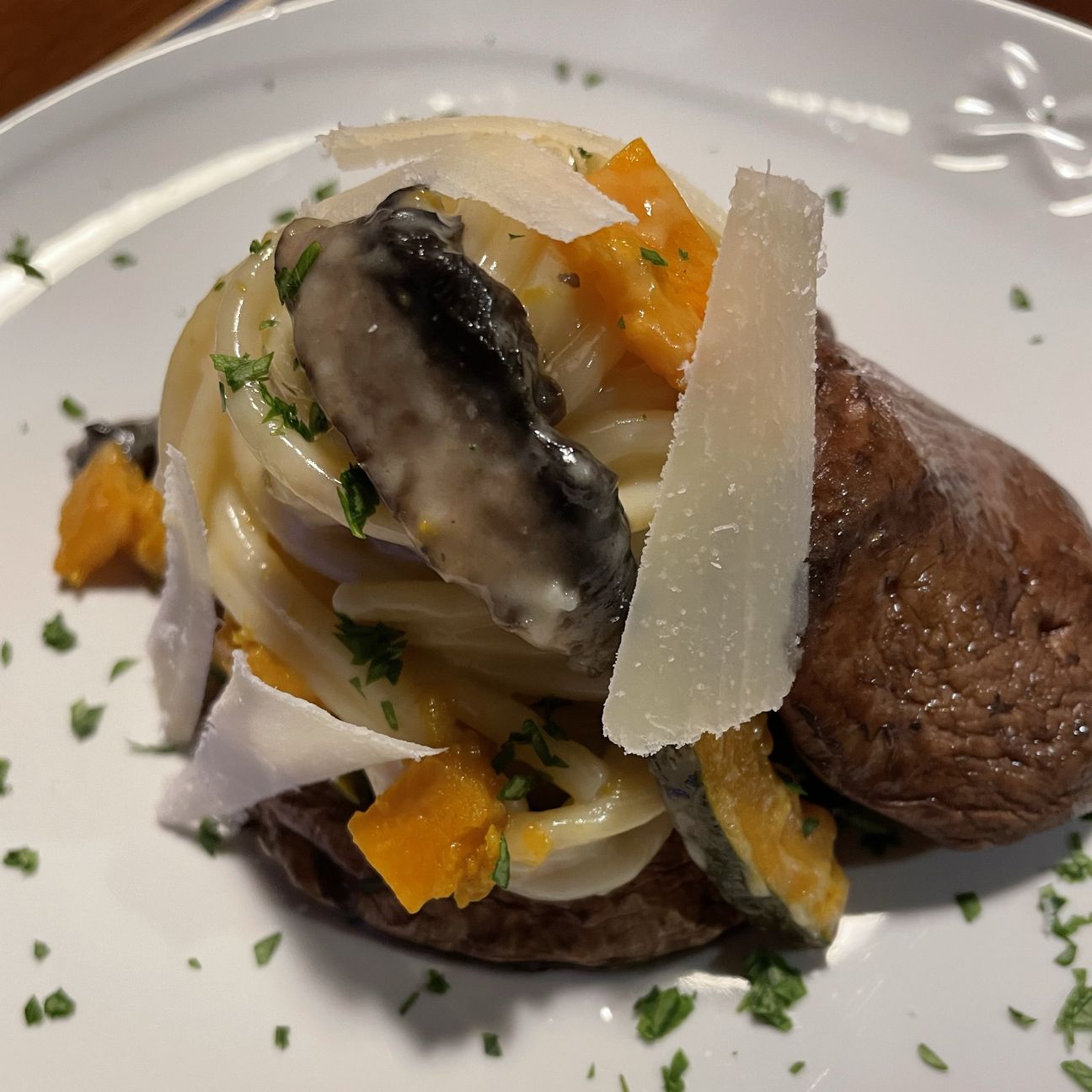 SPAGHETTI ZUCCA E FUNGHI PORTOBELLO