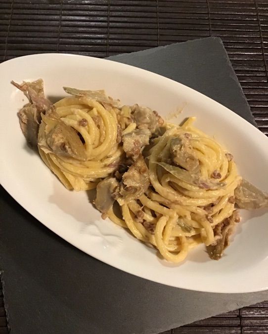 BIGOLI CON CARCIOFI E LENTICCHIE