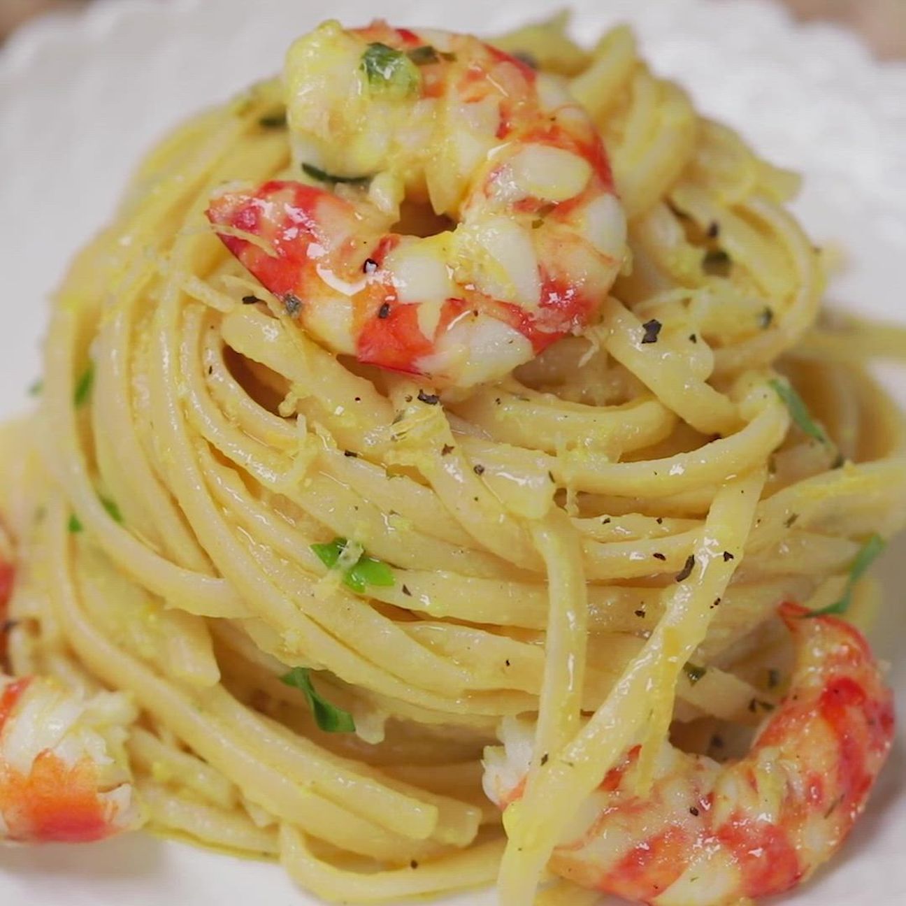 Linguine al limone con mazzancolle