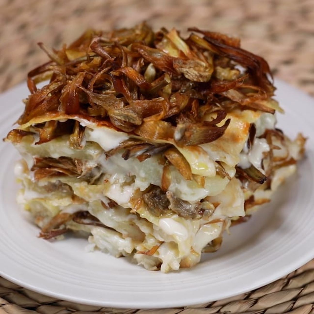 Lasagne baccalà, carciofi fritti e patate
