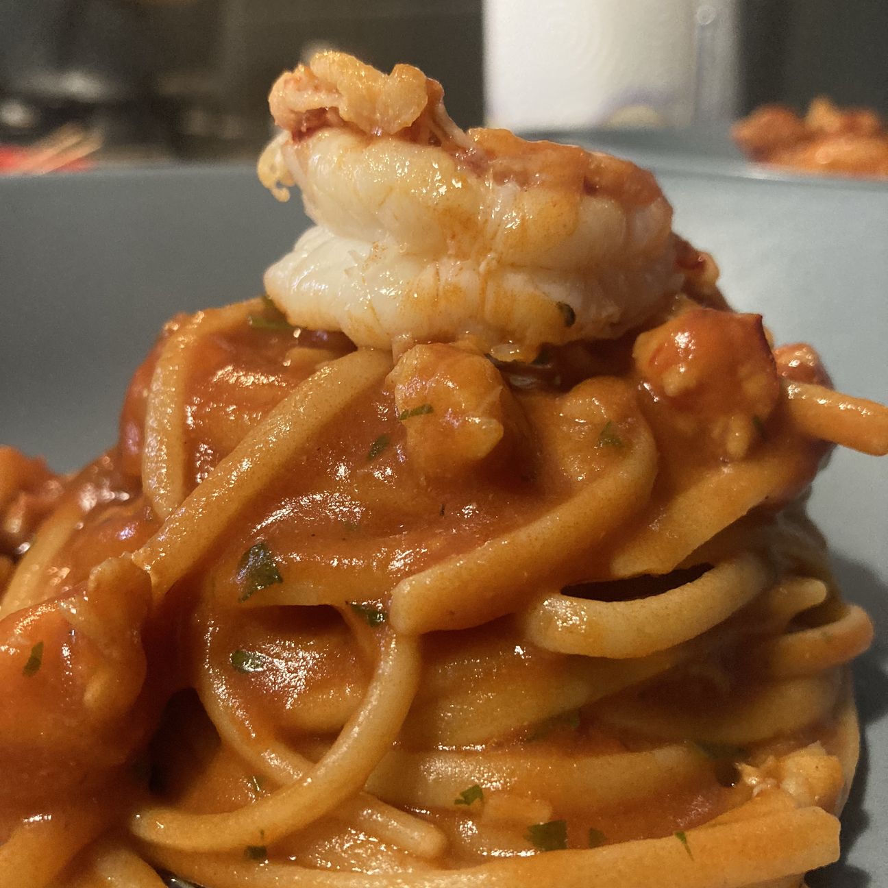 Linguine al ragù di gamberoni