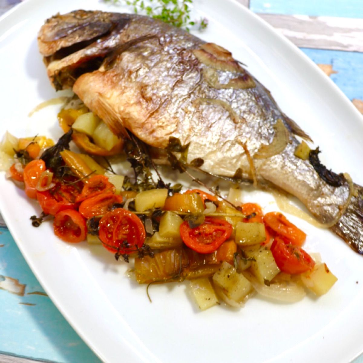 Orata al forno con le verdure