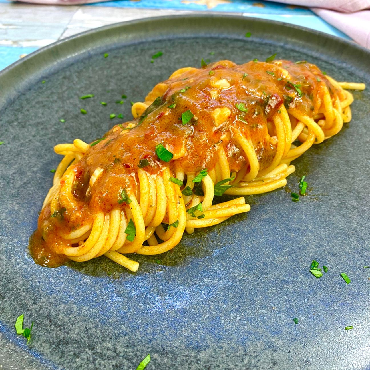 Spaghetti cremosi con melanzane e nduja