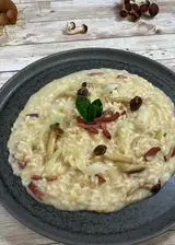 Ricetta Risotto con i porri funghi e speck