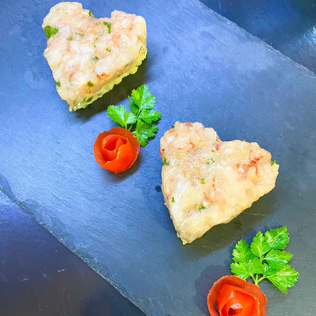 Tartar di gamberi in cuor di patate