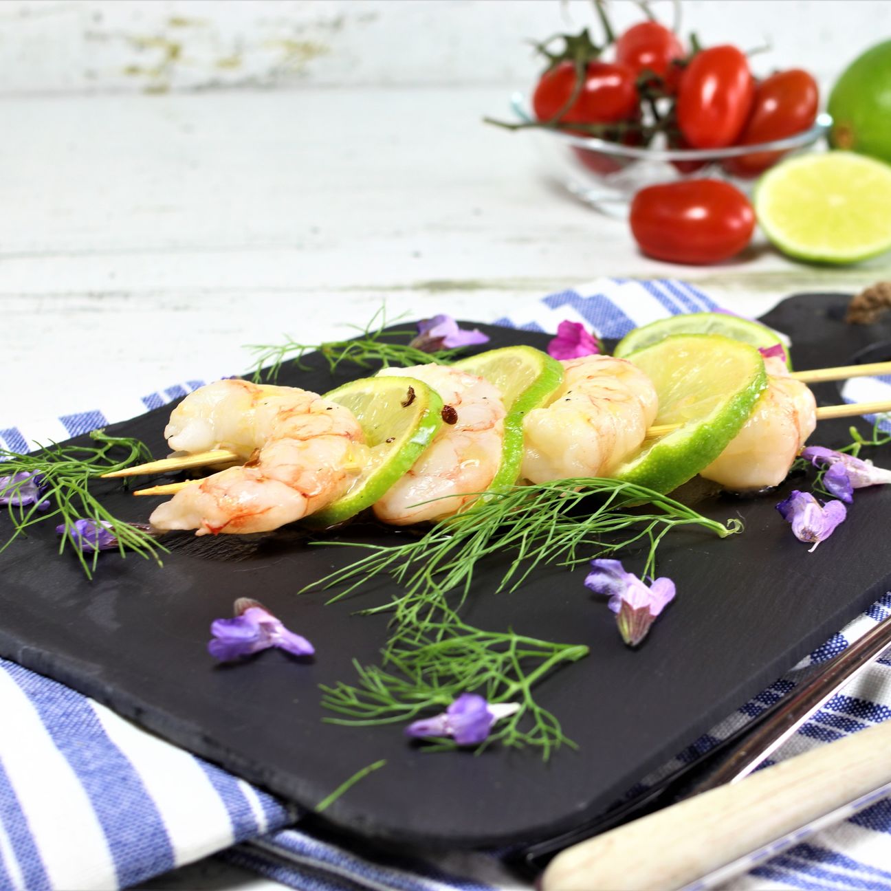 Spiedini gamberi e lime