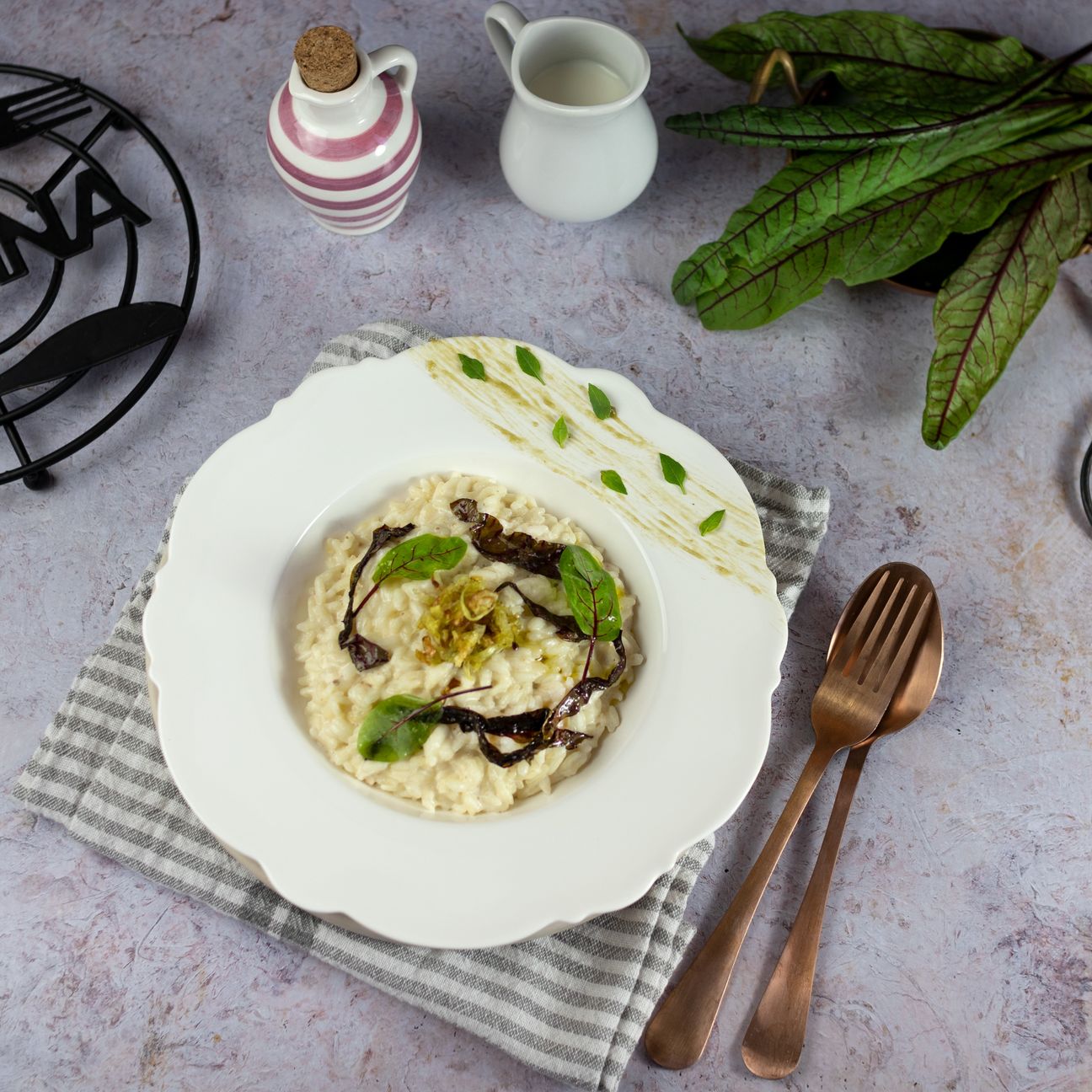 Risotto con latte di capra e acetosella