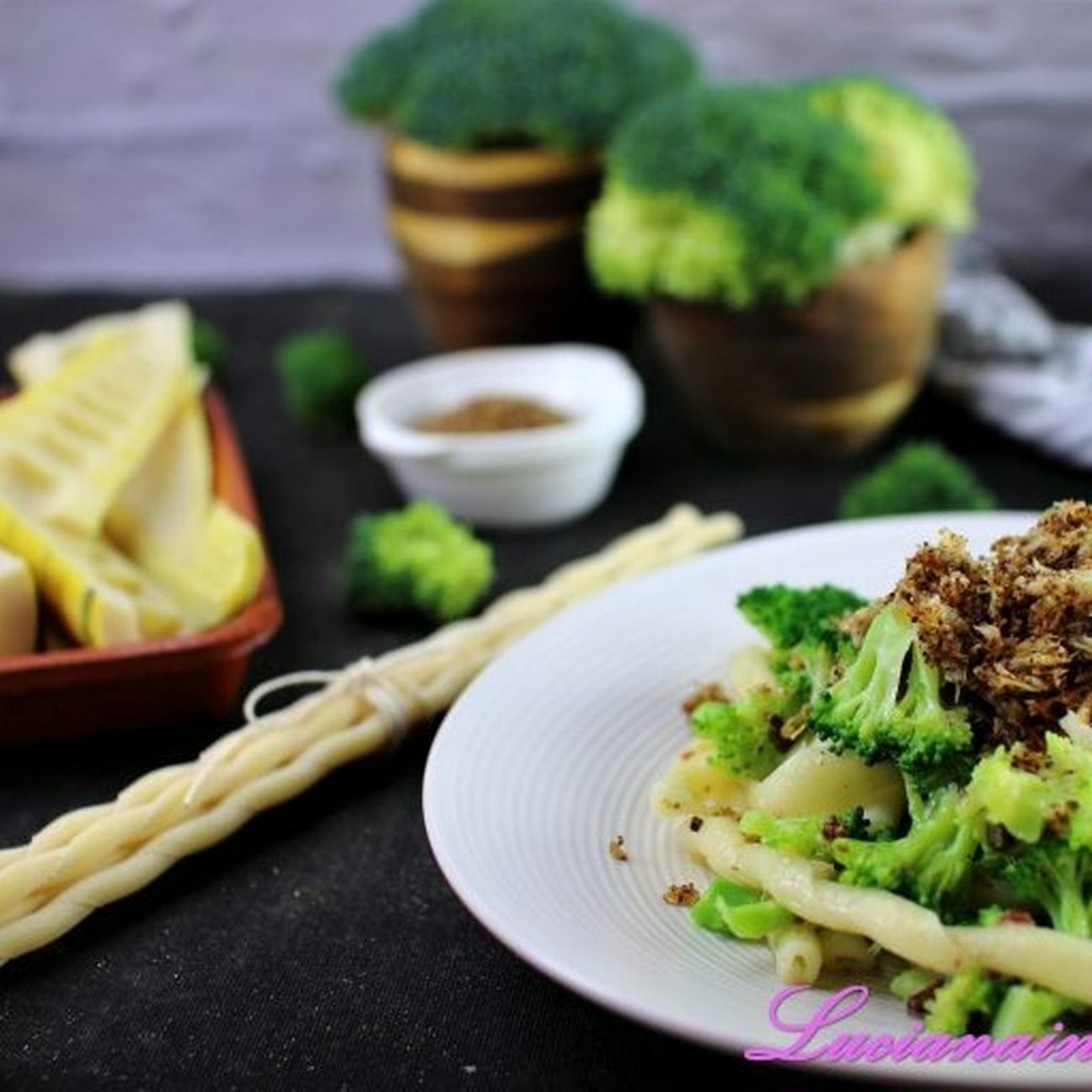 Fusilli con broccoletti e bambù