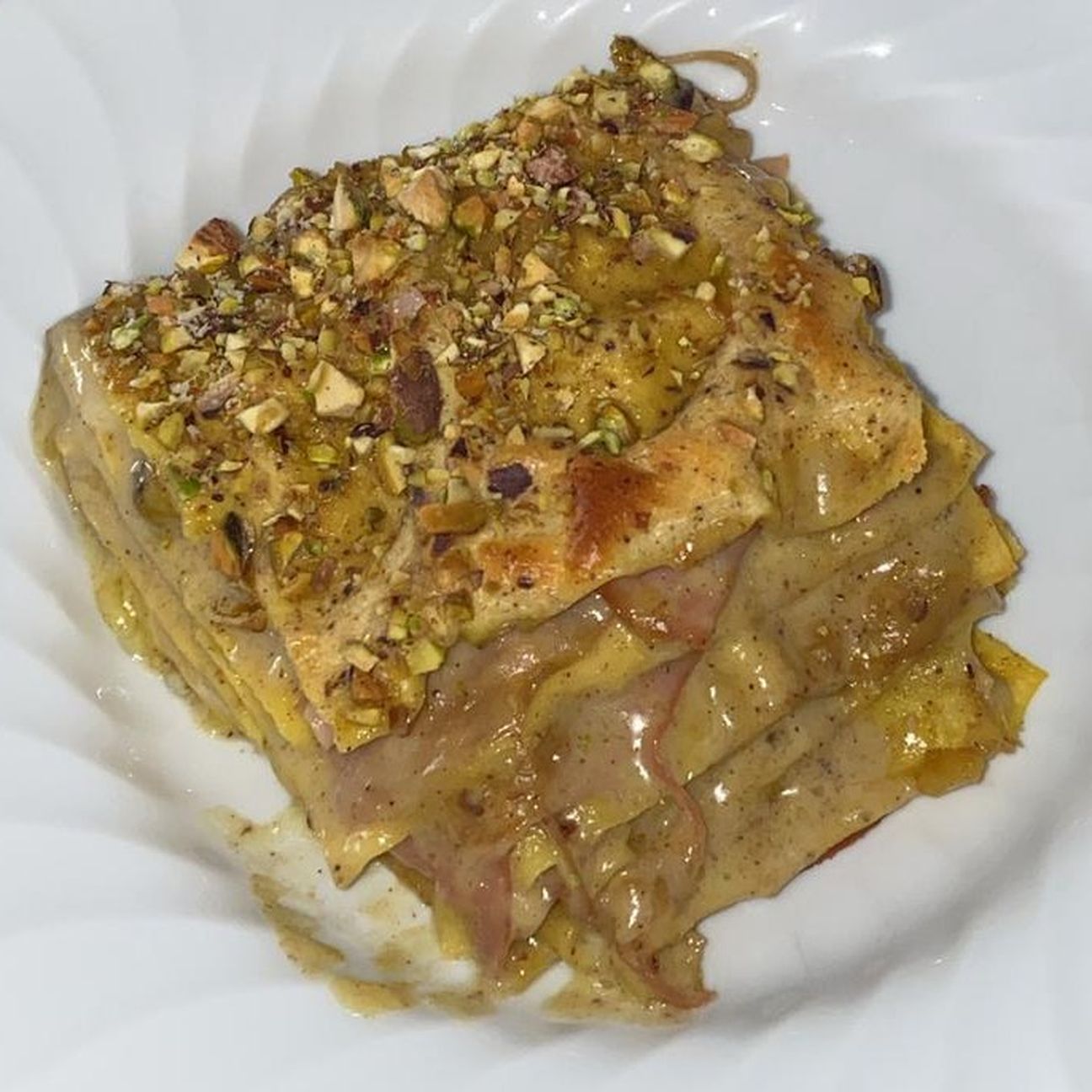 Lasagna al pistacchio e mortadella