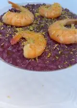 Ricetta Risotto carote viola, mazzancolle e granella di pistacchio