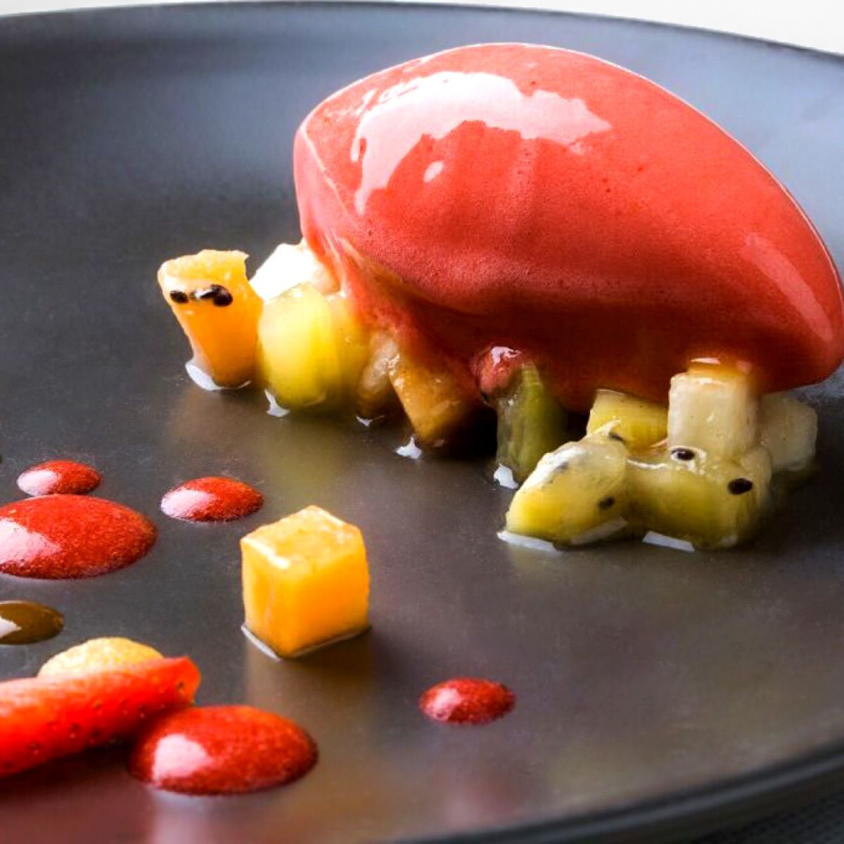 Sorbetto alla fragola con mostarda di frutta