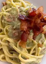 Ricetta Linguine al pesto di lattuga con guanciale croccante