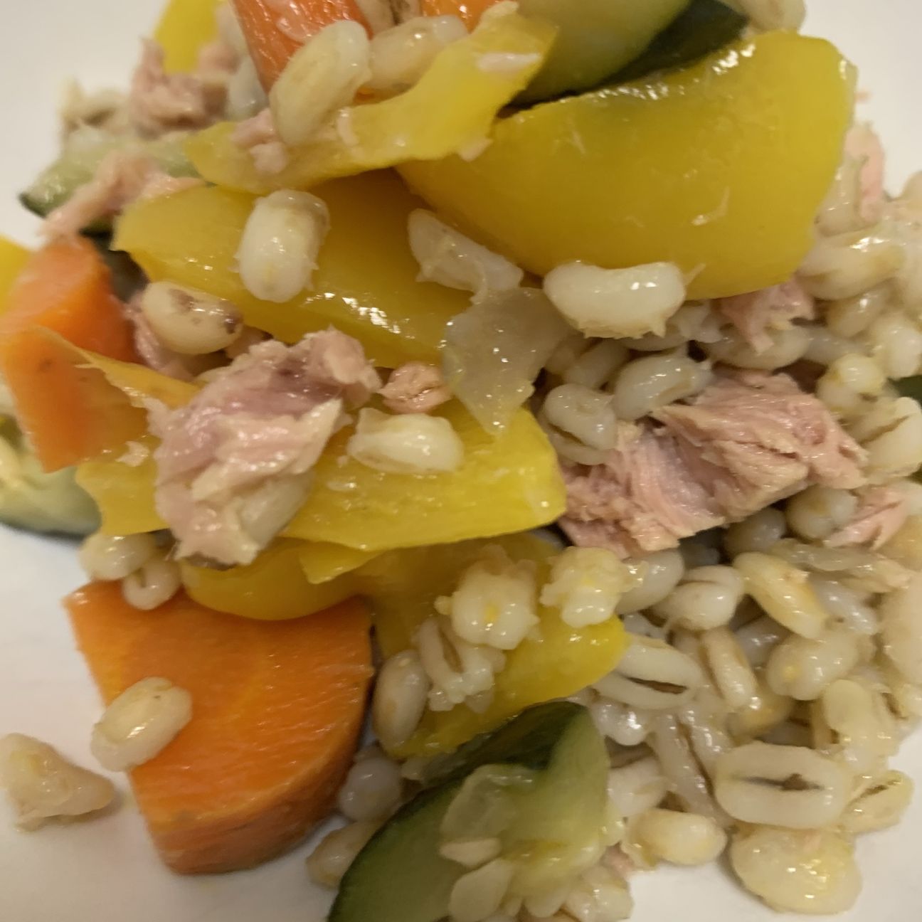 Orzo con tonno e verdure croccanti