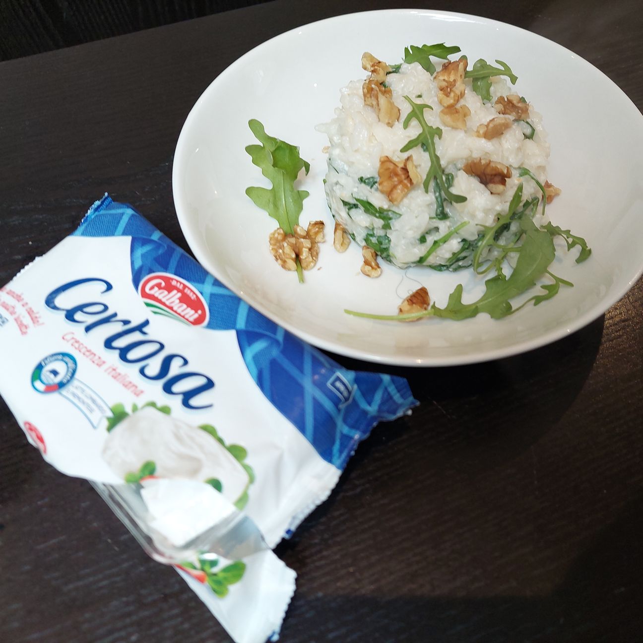 Risotto certosa, rucola e noci