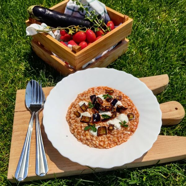 Risotto alla norma con mozzarella di bufala Al.ta Cucina vero.cooking.mama