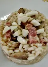 Ricetta Risotto con pancetta affumicata, funghi e scamorza affumicata