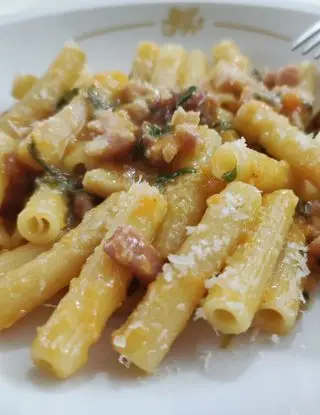 Ricetta Pasta con pancetta, rucola e crema di zucca. di ilninotto