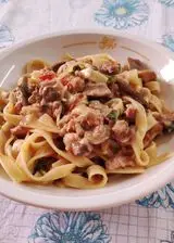 Ricetta Tagliatelle cremose con salsiccia e funghi