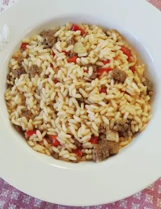 Ricetta Risotto alla birra con peperoni e carne tritata. di ilninotto