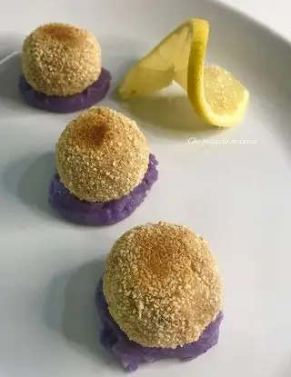 Ricetta Polpette di polpo su purè di patate viola di ellatedesco