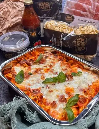 Ricetta ORECCHIETTE GRATINATE CON BURRATA E PANCETTA ARROTOLATA di Burrataepistacchi