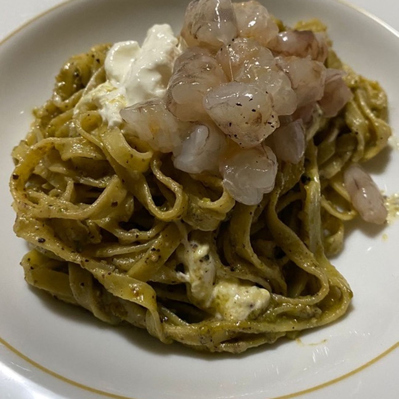 Tagliatelle pistacchi e mazzancolle