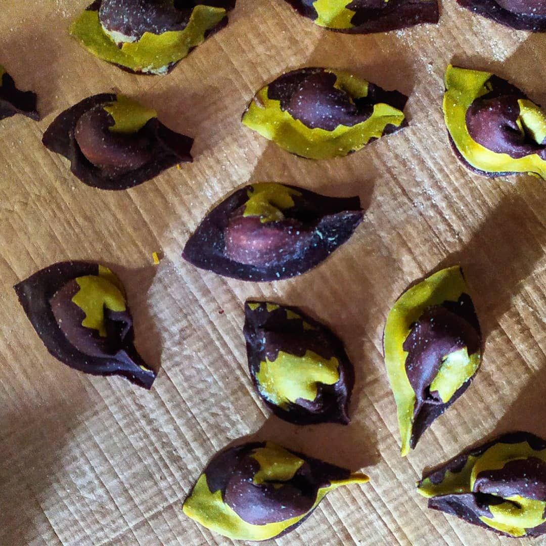 Tortelli al cacao e curcuma