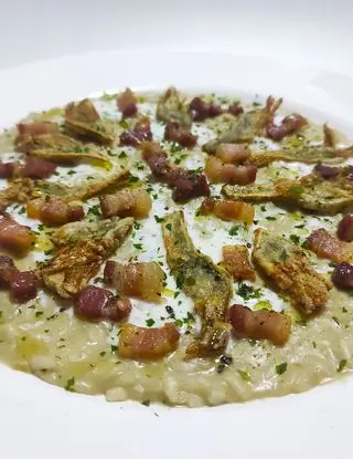 Ricetta Risotto con carciofi in 2 consistenze, pancetta croccante e crescenza Certosa Galbani di mich77