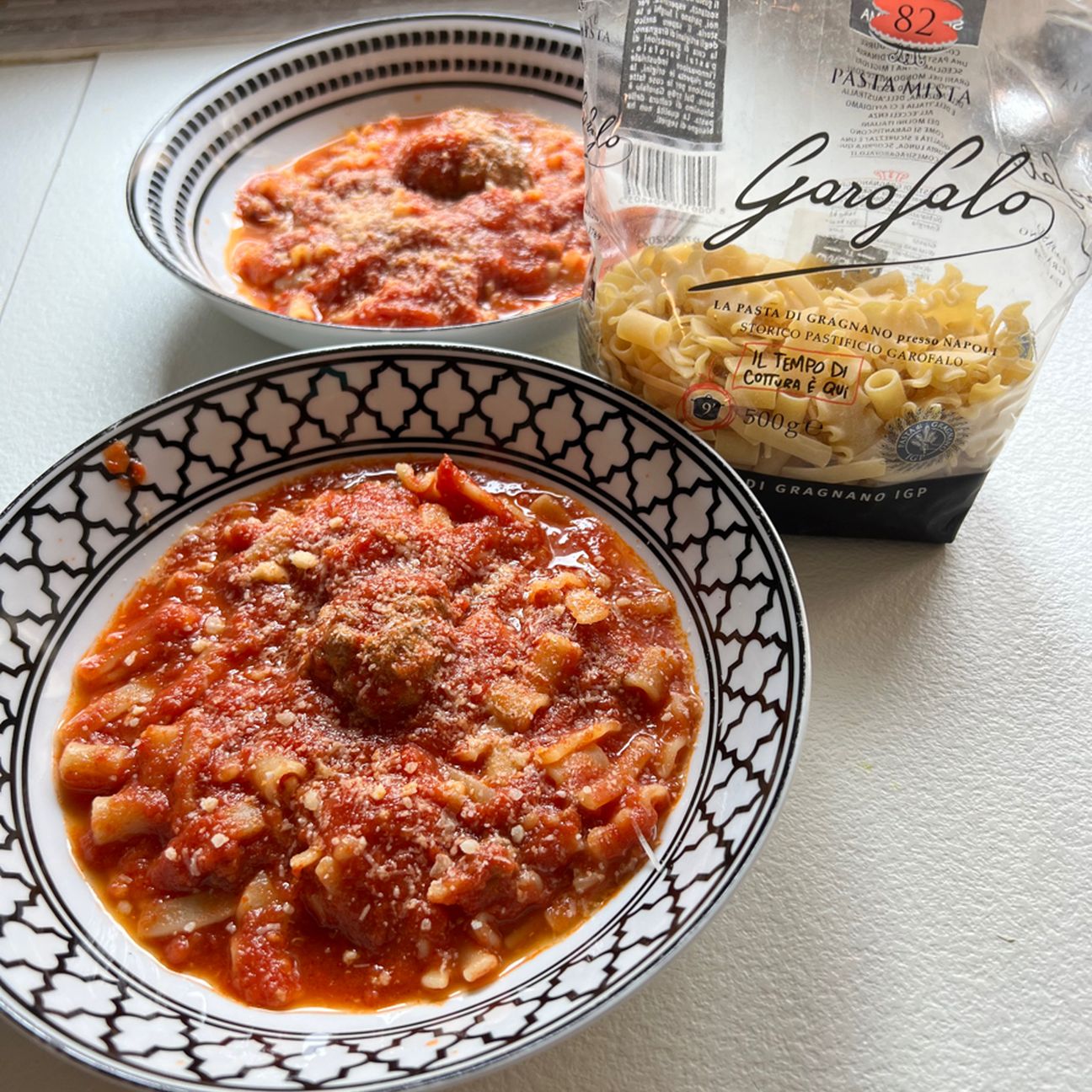 Pasta mista ragù e polpette