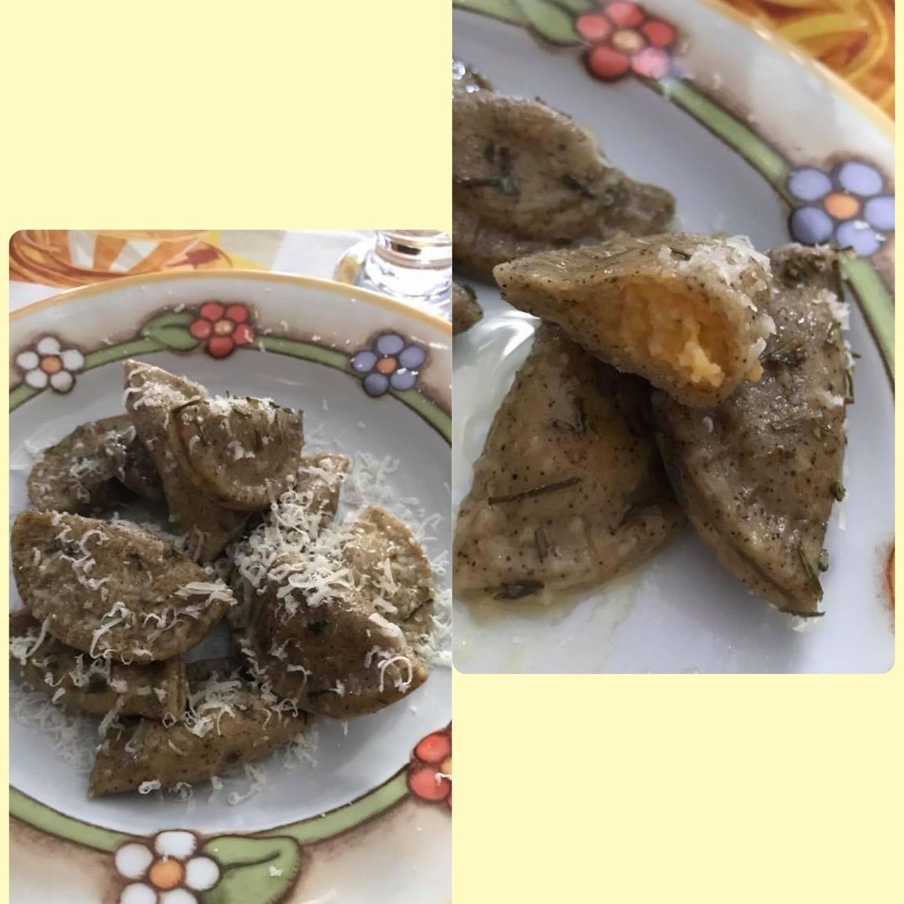 Ravioli al caffè con ripieno di zucca e zenzero