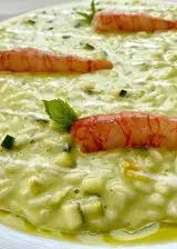 Ricetta Risotto con crema di zucchine e gambero rosso crudo