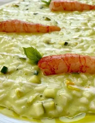 Ricetta Risotto con crema di zucchine e gambero rosso crudo di lacucinasecondolabiffi