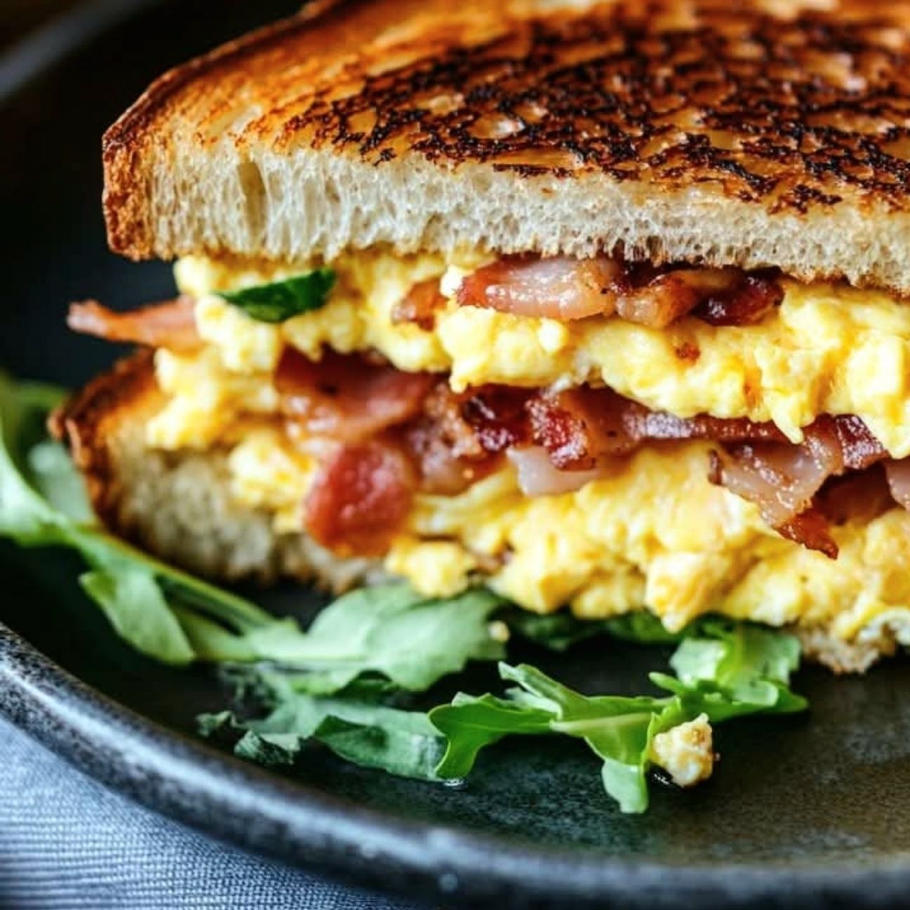 Sandwich con uova strapazzate e pancetta
