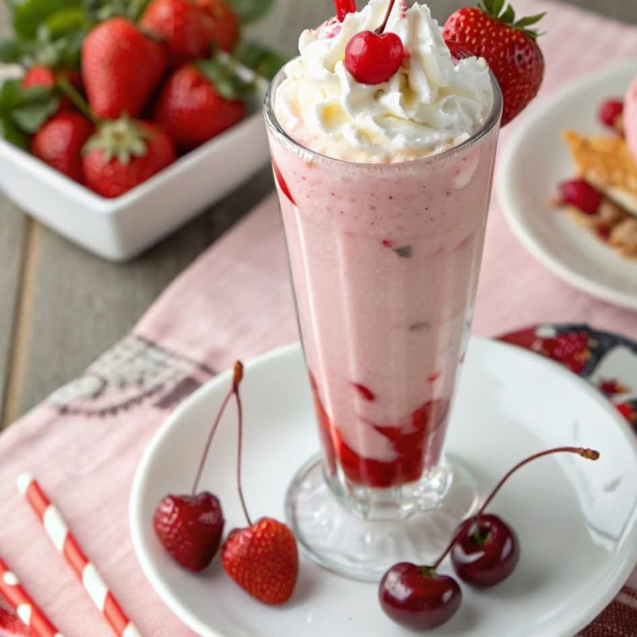 Frappè alla fragola e ciliegie