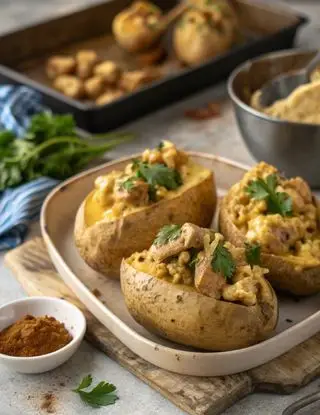 Ricetta Patate ripiene di curry di pollo di lacucinasecondolabiffi