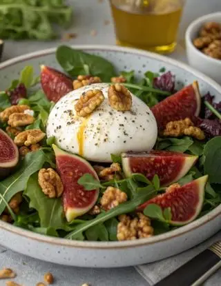 Ricetta Insalata di Fichi, Rucola, Noci e Burrata di lacucinasecondolabiffi