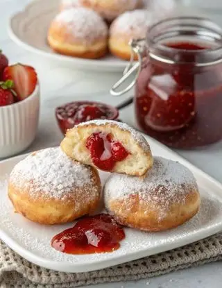 Ricetta Bomboloni al forno alla confettura di fragole di lacucinasecondolabiffi
