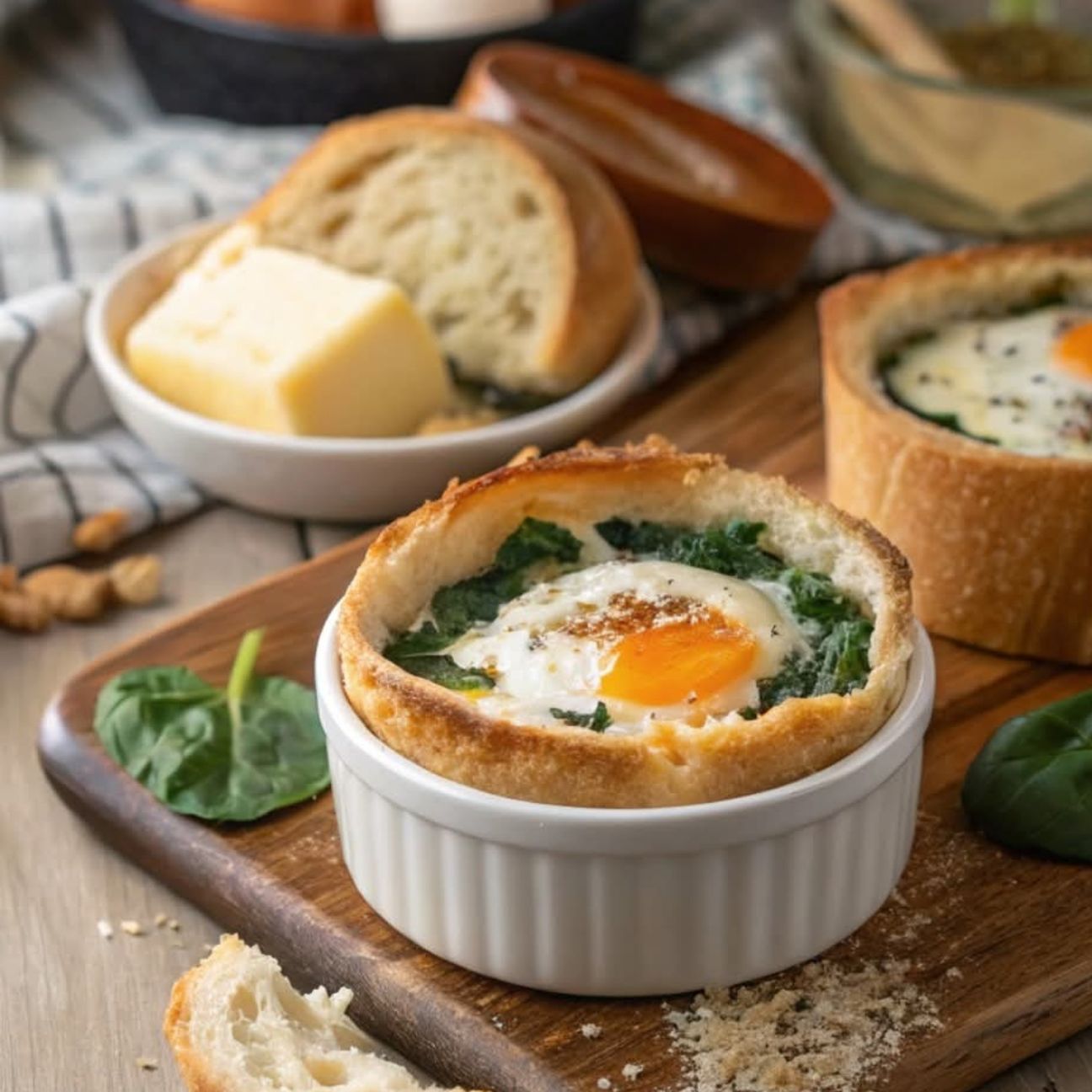 Panino con Uova Rotte, Spinaci e Formaggio