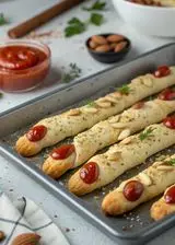 Ricetta Dita di Strega Salate alle Mandorle con Smalto Rosso (Ketchup)