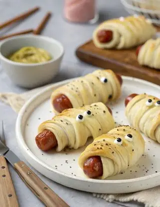 Ricetta Zombie di pasta sfoglia e wurstel di lacucinasecondolabiffi