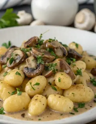 Ricetta Gnocchi di patate ai funghi champignon di lacucinasecondolabiffi