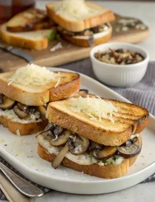Ricetta Toast ai Funghi e Formaggio Filante di lacucinasecondolabiffi