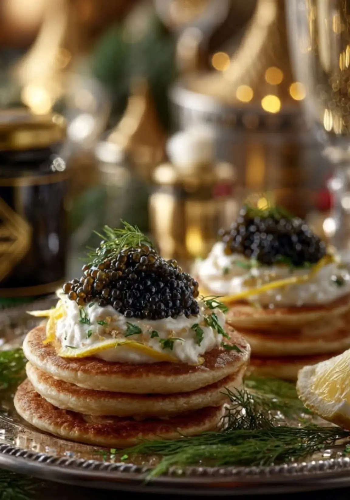 Ricetta Blinis Salati con Yogurt Greco, Limone, Erba Cipollina e Caviale di lacucinasecondolabiffi
