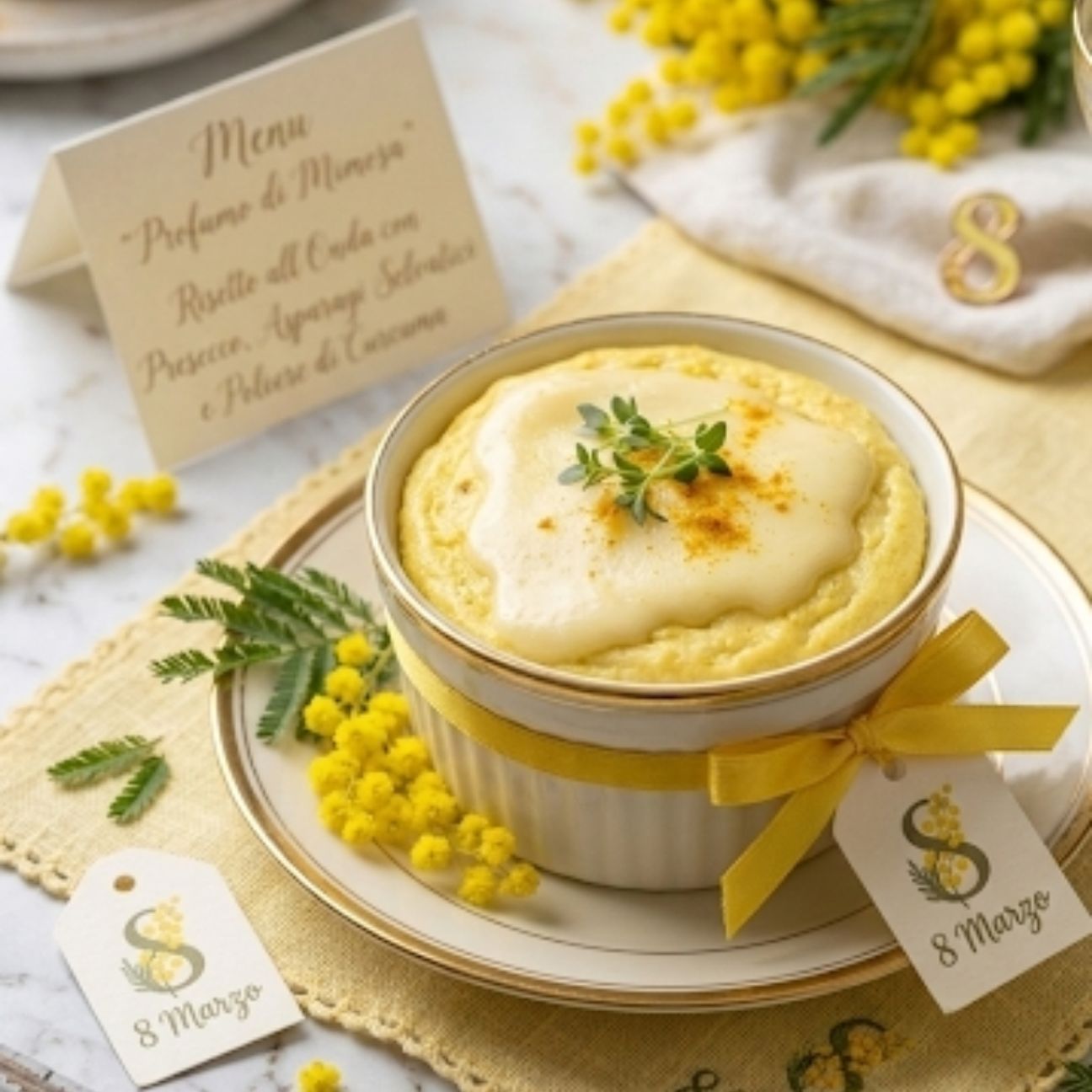 Flan di Zucchine Gialle e Zafferano con Fonduta di Taleggio