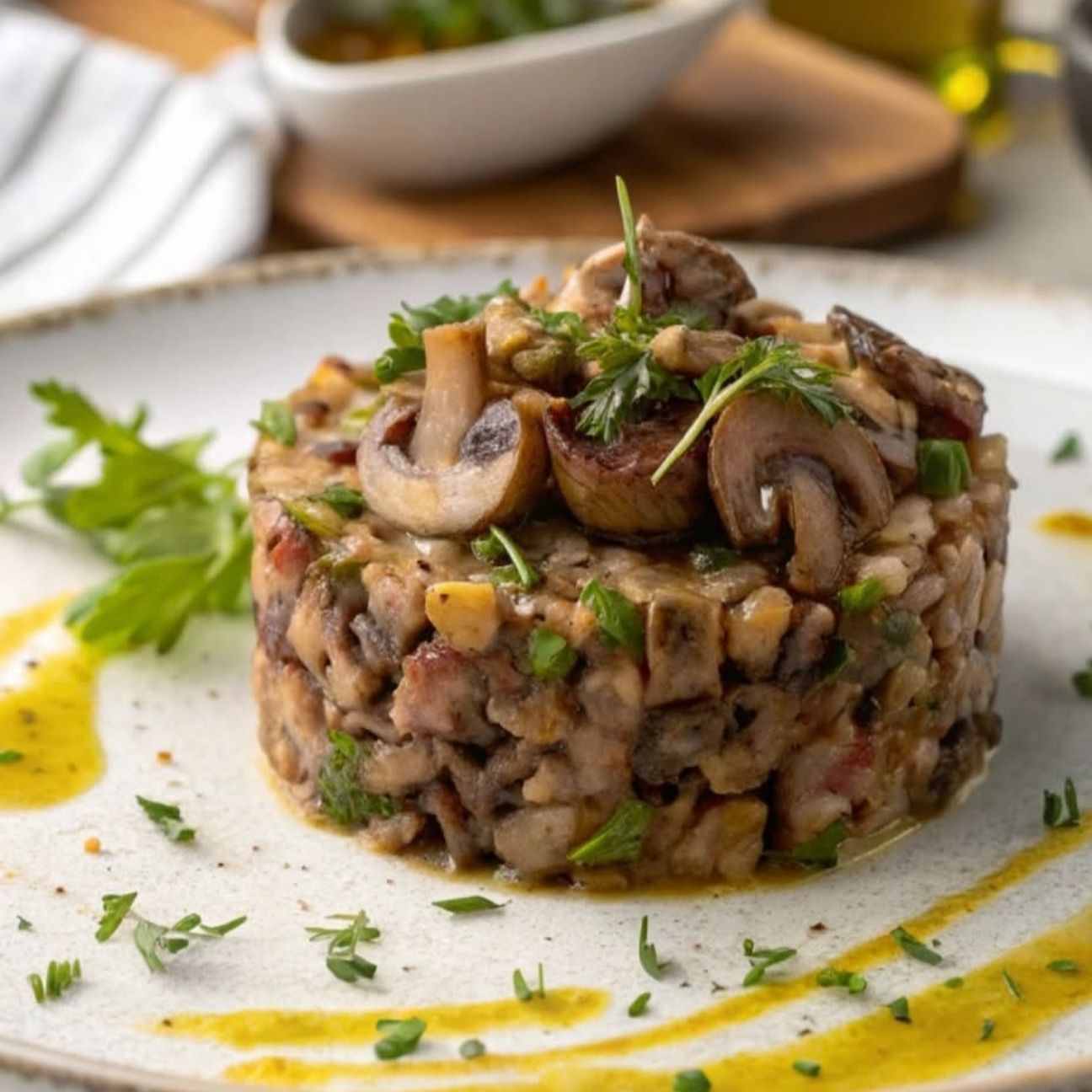 Tartare di funghi champignon